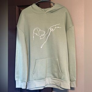 Green Hoodie with Dog Line Art
